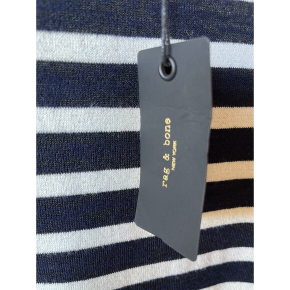 Rag & Bone womens Navy & White Stripe Mock Neck Cropped Sweater size Large $195 - Picture 7 of 10